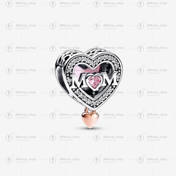 Pandora Two-tone Openwork Mom & Heart Charm|Pendant|Two-tone - Picture 1 of 2